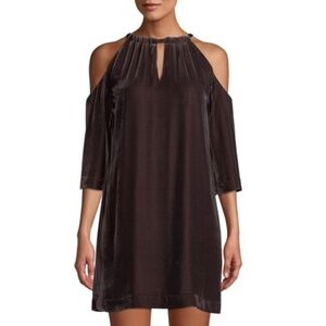 Trina Turk Eden Velvet Cold-Shoulder Shift Dress